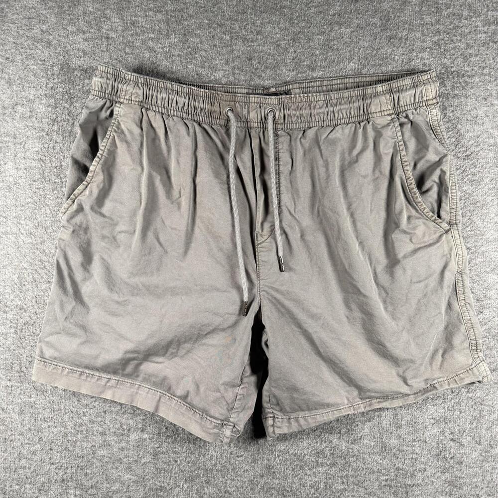 American Eagle Flex Chino Shorts Mens Medium Gray Drawstring Stretch 6" Inseam